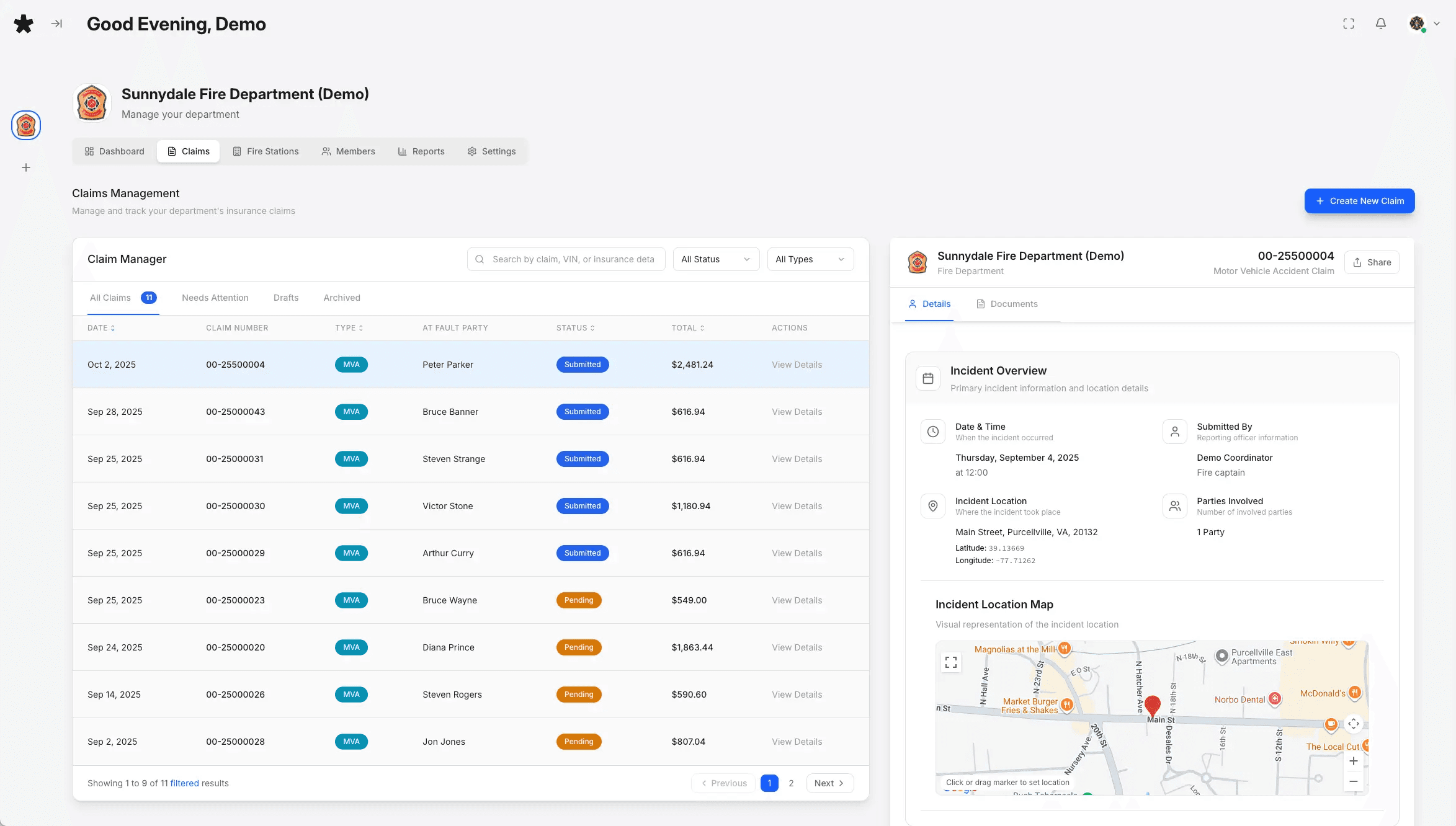 Onsite Fire Billing recovery dashboard